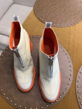 Sorel Brex Heel Zip Women's Waterproof Leather Boot Cream Orange Size 8